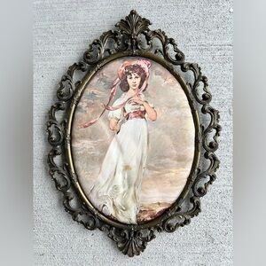 Set of Two Vintage Italian Ornate OvalFramesOne with Girl Portrait Made in Italy